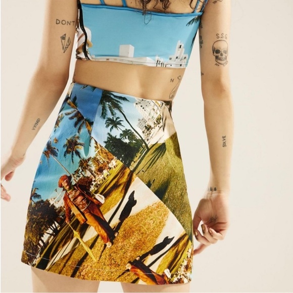 NWOT Desigual x Esteban Cortazar South Beach-print Mini Skirt small - Picture 2 of 9
